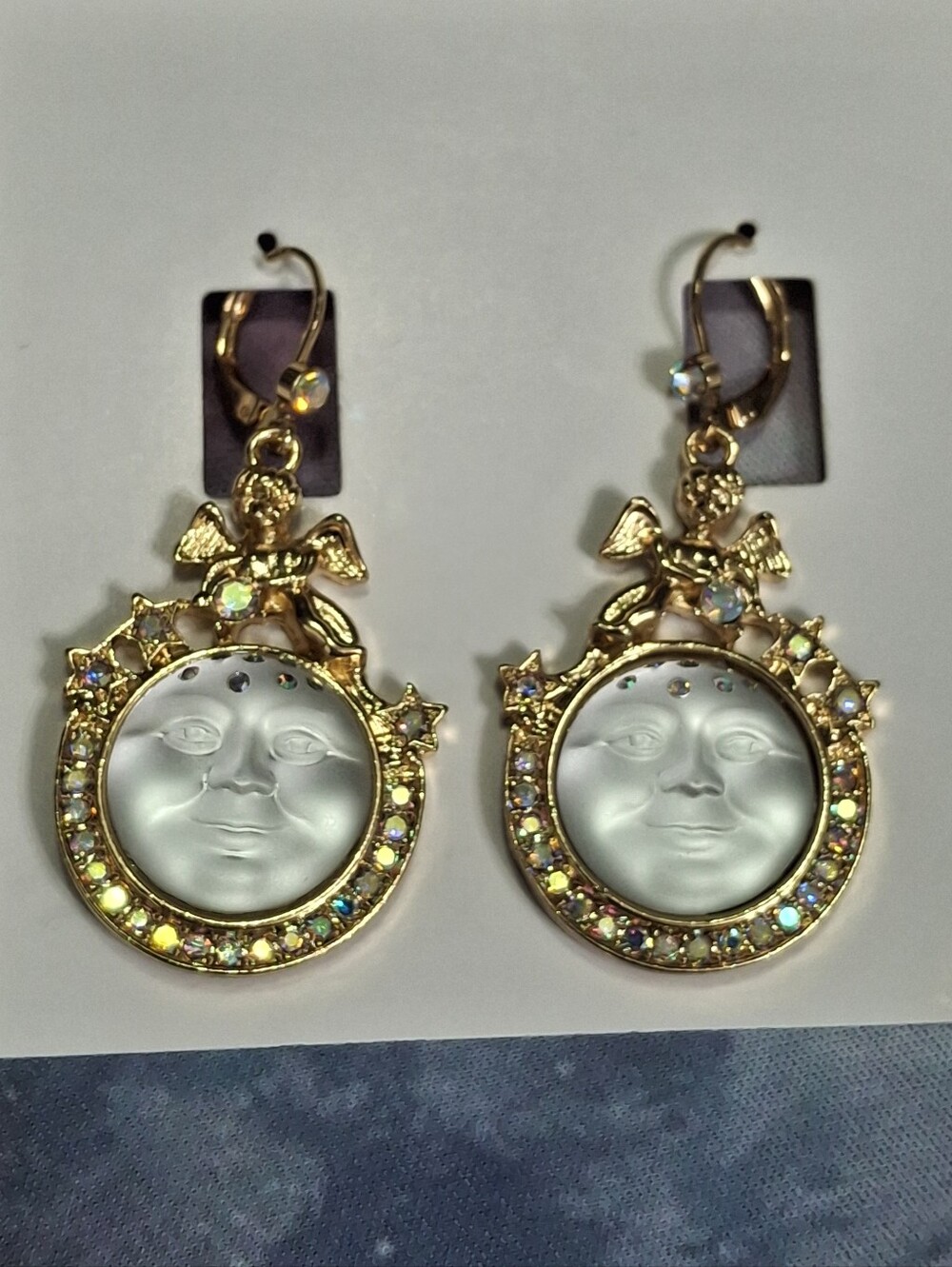Kirks Folly Moon Face Cherub Earrings
